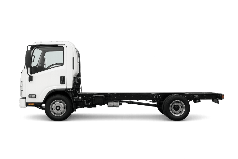 Side view of a white Isuzu truck cab chassis for sale in Australia – TruckBuys